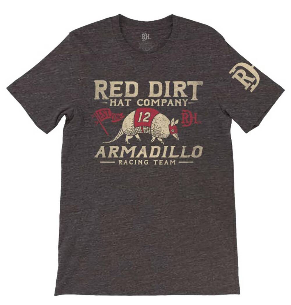 NEW RED DIRT HAT COMPANY women's armadillo race fit t-shirt in heather cardinal